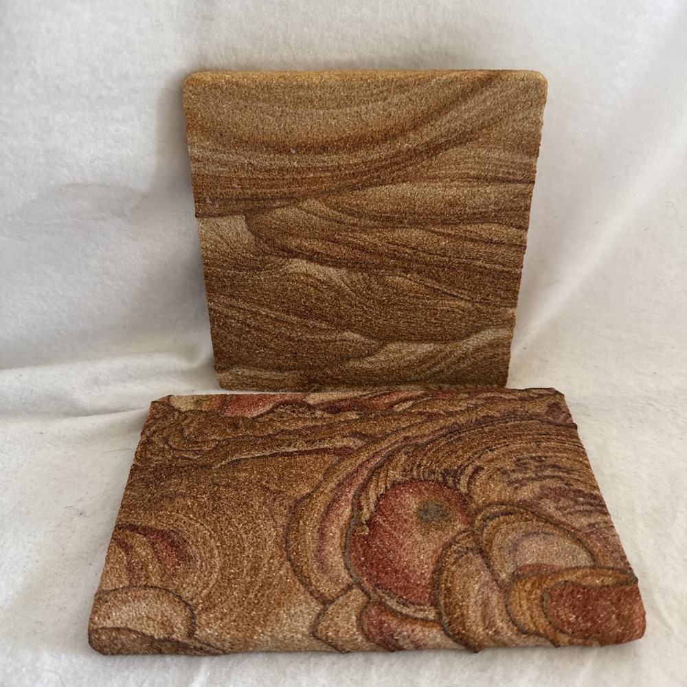 2 Natural Extraordinary Desert Sandstone Slab, Desert Dunes 6.5x4" & 5" Natural